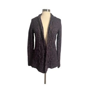 Berretti Cable Knit Cardigan Sweater Italy Purple Medium M Cotton Wool Alpaca